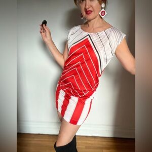 Vintage Geometric thin sheer blouse/dress depending on who’s wearing it. size 12